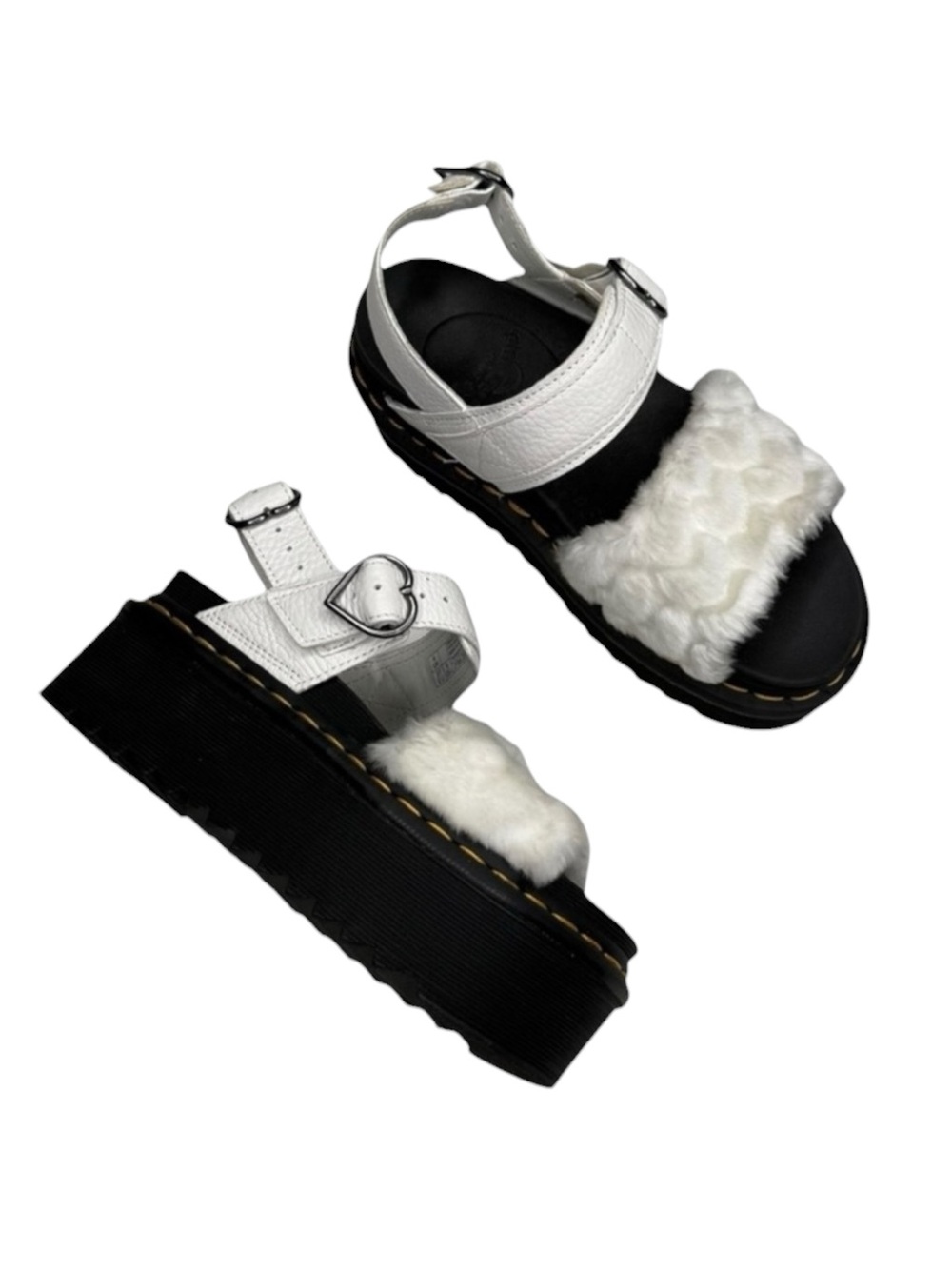 new Dr Martens ☁︎︎ Voss Fluffy Faux Fur Platform Sandal ☁︎︎ White Nappa ☁︎︎ 37 - Picture 12 of 17